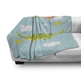 thumbnail image 3 of Gator Soft Flannel Fleece Blanket, Nursery Themed Graphic with Crocodile Flying with Balloons Birds and Clouds, Cozy Plush for Indoor and Outdoor Use, 50" x 60", Pale Blue Multicolor, by Ambesonne, 3 of 6