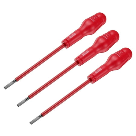 

Uxcell 3pcs 1000v Insulated Electrician Screwdriver 6x150mm CR-V Magnetic Slotted Insulation Screwdrivers Red