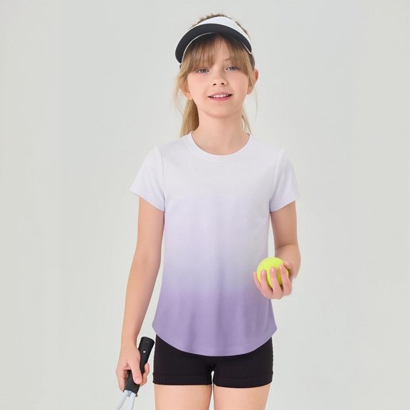 SOFTCCLO Boys T-shirts Short Sleeve Crewneck Graphic Tees Ombre Mesh Summer Breathable Sport Casual Kids T Shirts Size 4-5Y