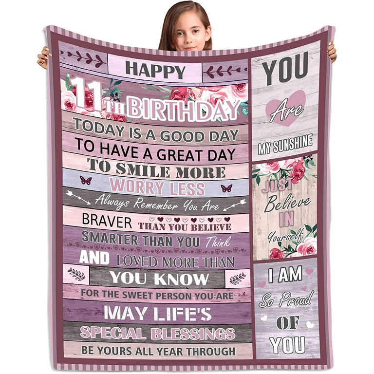 11 Year Old Girl Gift Ideas Blankets, Gifts for 11 Year Old Girls, 11 Year  Old Girl Birthday Gifts, Birthday Gifts for 11-Year-Old Girls, 11th  Birthday Decorations for Girls Throw Blanket 60x