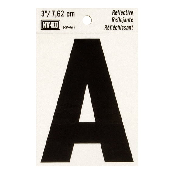 Hy-Ko 3 Inch Reflective Vinyl Self-Adhesive Sticker Letter a for Address and Mailboxes