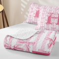 thumbnail image 4 of Meiyoeat Girly Bow Letter Twin Quilt Set for Girls Adults,Cute Stripe Twin Coverlet Set,Light Pink White, 4 of 7