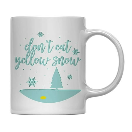 Andaz Press 11oz. Funny Witty Christmas Coffee Mug Gag Gift, Don't Eat Yellow Snow,