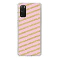 thumbnail image 1 of DistinctInk Clear Shockproof Hybrid Case for Galaxy S20 ULTRA / 5G (6.9" Screen) - TPU Bumper, Acrylic Back, Tempered Glass Screen Protector - Pink & Gold Print - Diagonal Stripes Pattern, 1 of 2