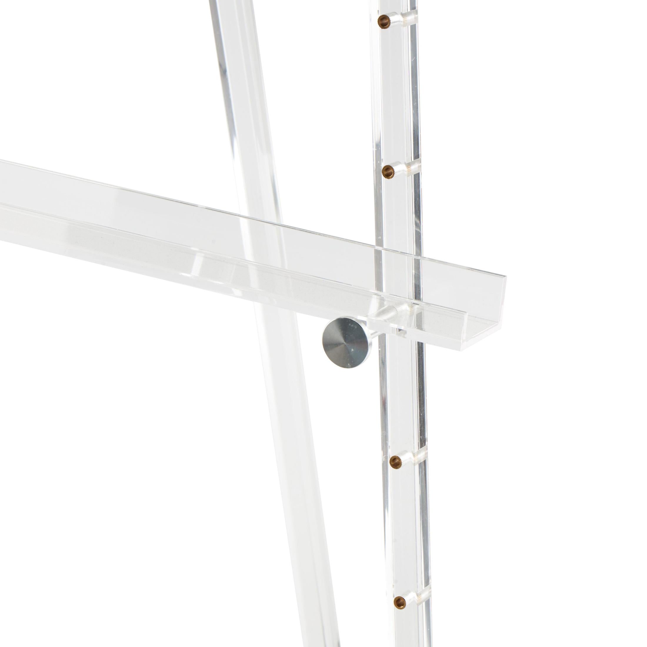 DecMode 24" x 57" Clear Acrylic Plastic Tall Adjustable Floor 7 Tier Easel with Silver Accents, 1-Piece