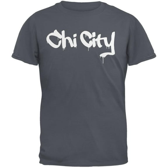 Chicago Chi City Graffiti Charcoal Grey Adult T-Shirt - 2X-Large