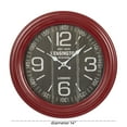 thumbnail image 3 of DecMode 14 x 14 In. Red Metal Vintage Wall Clock, 3 of 8