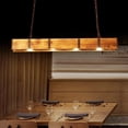 View of Farmhouse Chandelier 4 Lights, Rustic Wood Beam Pendant Light, 40