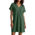 thumbnail image 1 of WILLBEST Vestidos De Verano Para Mujer, Vestido Playero De Lino De Color Liso Con Mangas Cortas Y Cuello En V, Ligero, Transpirable Y Elegante, Informal, Para Vacaciones, Viajes Y Uso Diario., 1 of 3