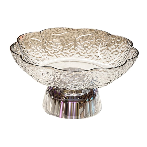 Frutero con pedestal, frutero con base, bandeja de cocina, mesa de comedor creativa Blanco y Plata