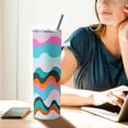 thumbnail image 3 of 20oz Cloud Art Skinny Tumbler with Lid and Straw, Perfect Travel Cup Gift Tumbler for Women Female, SUS304 Food Grade Stainless Steel Material, Double Insulated Coffee Tumbler, 3 of 5