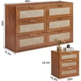 thumbnail image 2 of LEYAOYAO 3 Pcs Bohemian Bedroom Furniture Set, Bedroom Set with 48"W Dresser, 2 Drawer Nightstands with Shelf, Coastal Farmhouse Style, 2 of 9