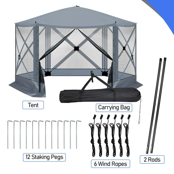 wqmh 12x12ft Instant Pop-Up Screen Tent - Outdoor Gazebo Canopy with Mosquito Netting & Carrying Bag - Versatile Pavilion Tent for Patios and Events