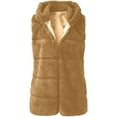 thumbnail image 4 of Ayfxijin Fleece Jacket Womens Faux-FurGilet Sleeveless Waistcoat Body Solid Color Hooded Coat Outwear, 4 of 5