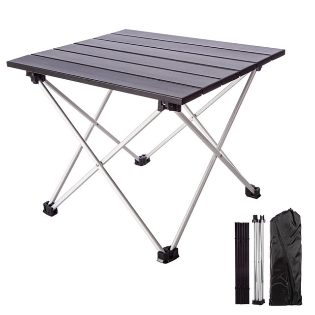 Mesa plegable para exteriores, mesa de camping de aluminio compacto y ligero con Labymos Mesa de aluminio