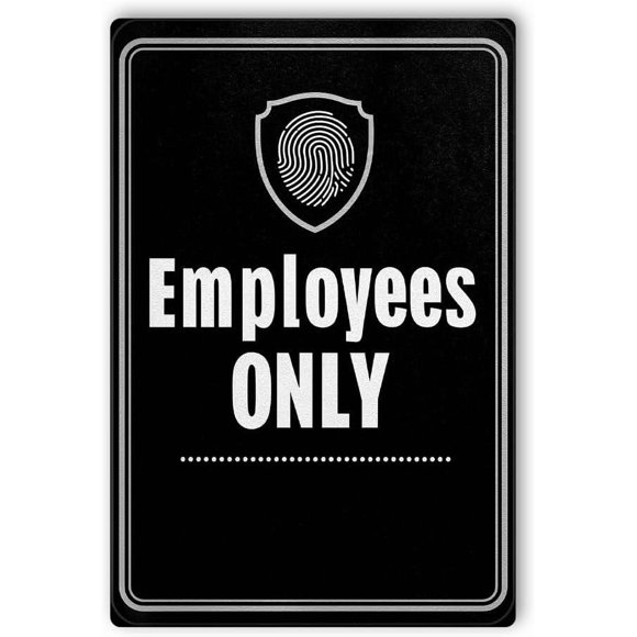 Employees only Metal Poster by DC | Vintage Tin Sign Wall Art for Indoor Use | 16x20" Rust-Free Aluminum Decor for Office | UV Protected & Weatherproof Print | Made in USA