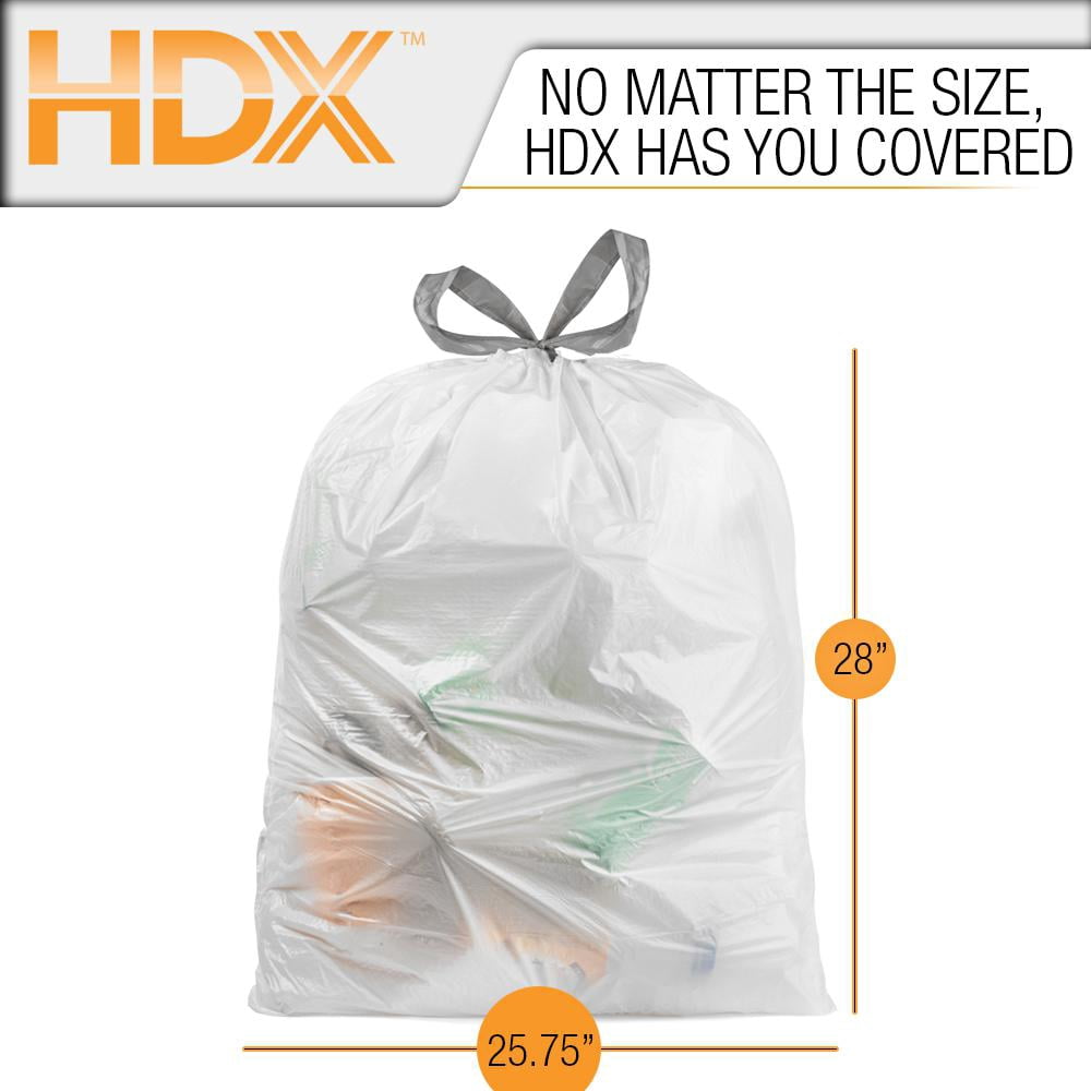 18 Gal. White Extra Tall Kitchen Drawstring Trash Bags (30-Count) - For Home, Kitchen, And Office