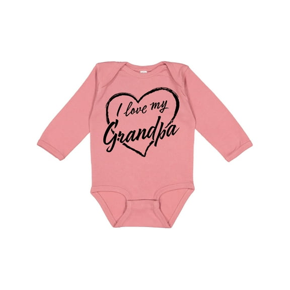 Inktastic I Love My Grandpa in Black Chalk Heart Boys or Girls Long Sleeve Baby Bodysuit