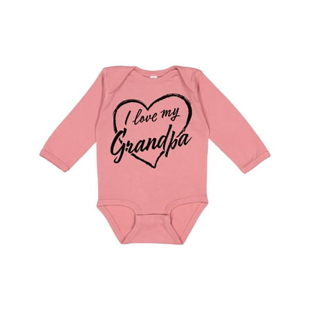 

Inktastic I Love My Grandpa in Black Chalk Heart Gift Baby Boy or Baby Girl Long Sleeve Bodysuit