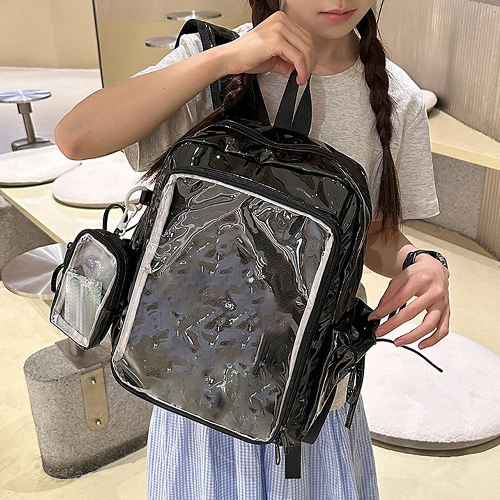 Hzzsbu Ita Bag Clear Backpack Heavy Duty PVC Transparent Backpack Multiple Pockets Bookbag for Concert Work Security Travel Festival
