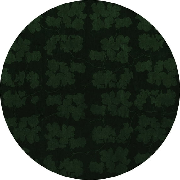 Ahgly Company Indoor Round Abstract Emerald Green Modern Area Rugs, 8' Round