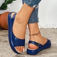 thumbnail image 5 of Samdudou Wedge Sandals for Women Open Toe Peep Slip On Flatform Slingback Elastic Ankle Strap Elevated Thick Sole Casual Summer Walking Vacation Outdoor Trendy Footwear, 5 of 9