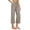 Khaki, variant on Women's Cotton Linen Three Quarter Pants High Waisted Solid Color Casual