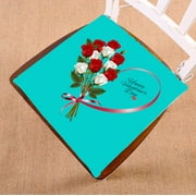 YUSDECOR Happy Valentine'S Day Beautiful With Roses And Red Ribbon Chair Pads Chair Mat Seat Cushion Chair Cushion Floor Cushion Size 18x18 inches