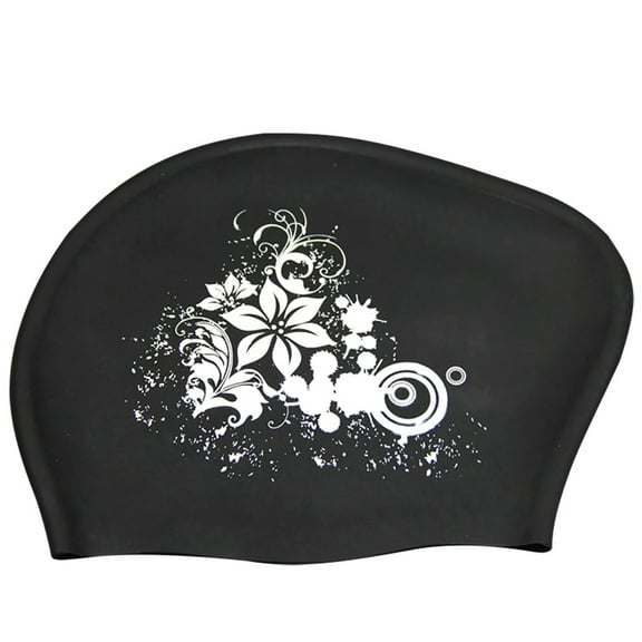 Swim Cap,Elastic Silicone Swim Cap,No-Slip Swimming Cap,Suitable for Long and Short Hair,Ideal for Swimming(Black)