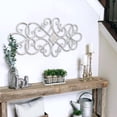 thumbnail image 5 of Sintosin Farmhouse Flower Scroll White Metal Wall Art Decor 32" x 13", Vintage Distressed Wall Sculptures Home Decoration, Rustic Pediments for Wall Decor, 5 of 7