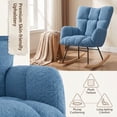 thumbnail image 4 of iooHug Tufted Teddy Fabric Rocking Chair, High Back Upholstered Glider Chair With Solid Wood Rocker Legs for Living Room Bedroom Nursery, Blue, 4 of 9
