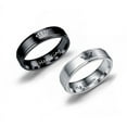 thumbnail image 2 of His Queen and Her King Couple Rings Stainless Steel Promise Rings for Him and Her Matching Anniversary Bands 6mm Width Black and Silver, 2 of 3