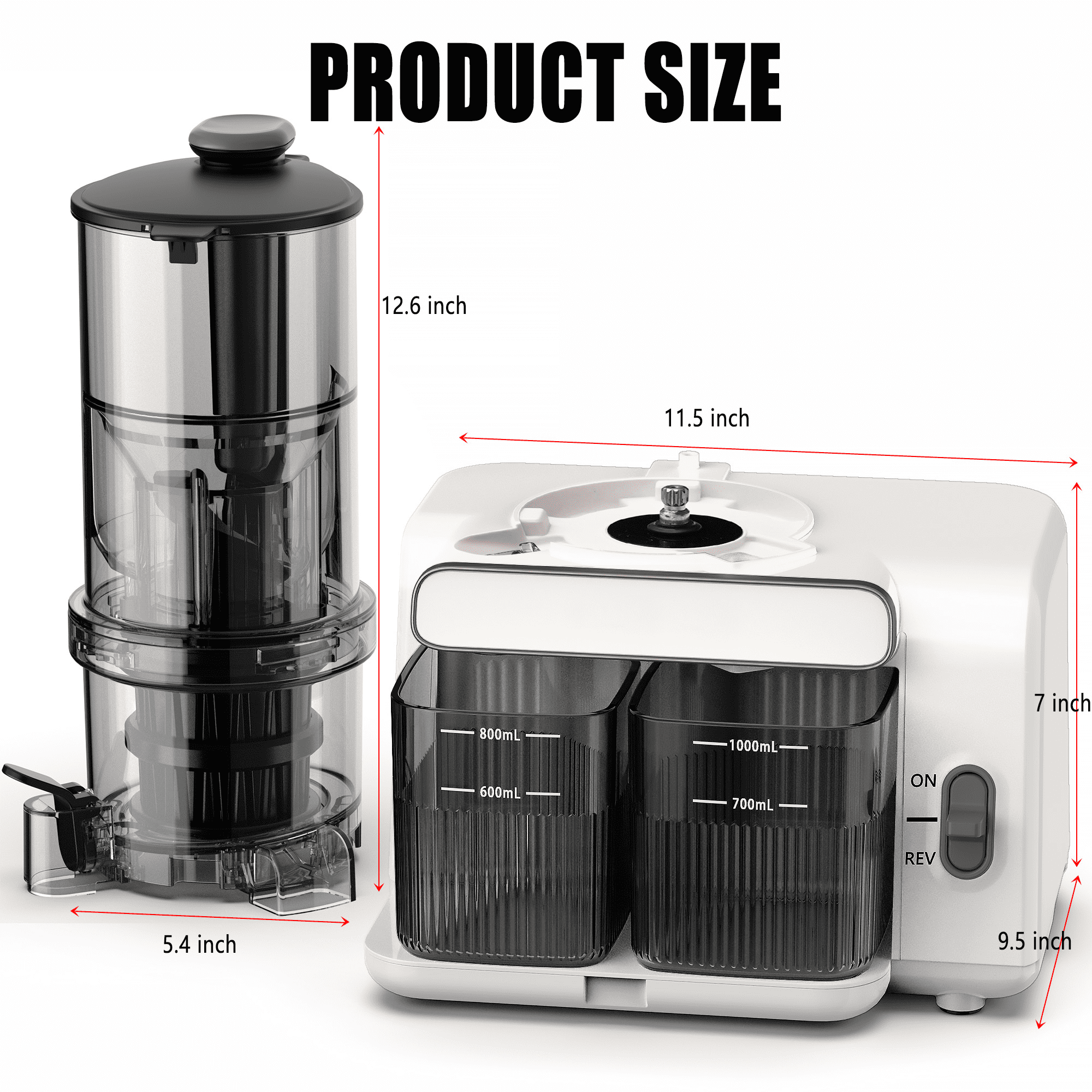 Cold Press Juicer, 99% Juice Yield, 5.4" Wide Feed Chute, 200W Quiet Motor, Automatic Pulp Separation, Slow Masticating Juicer Machine for Whole Fruits & Vegetables, Easy to Clean & Assemble
