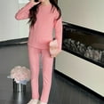 thumbnail image 3 of Cethrio Girls Thermal Pajama Sets, Two Piece Comfy Long Sleeve Winter Sleepwear Loungewear Pink Size 7-8, 3 of 4