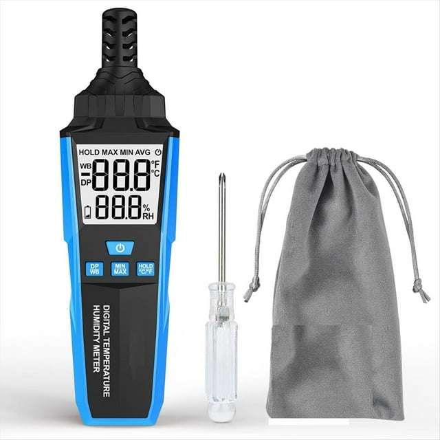Medidor de Temperatura y Humedad, Higrómetro Digital de Alta Precisión con Temperatura , Punto de Rocío y Bulbo Húmedo para Interiores.