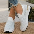 thumbnail image 7 of LOVZFMLL Shoes for Women Rhinestone Slip On Walking Shoes Fashion Breathable Spakle Glitter Non-Slip Sneaker for Everyday Work Travel White 6, 7 of 7