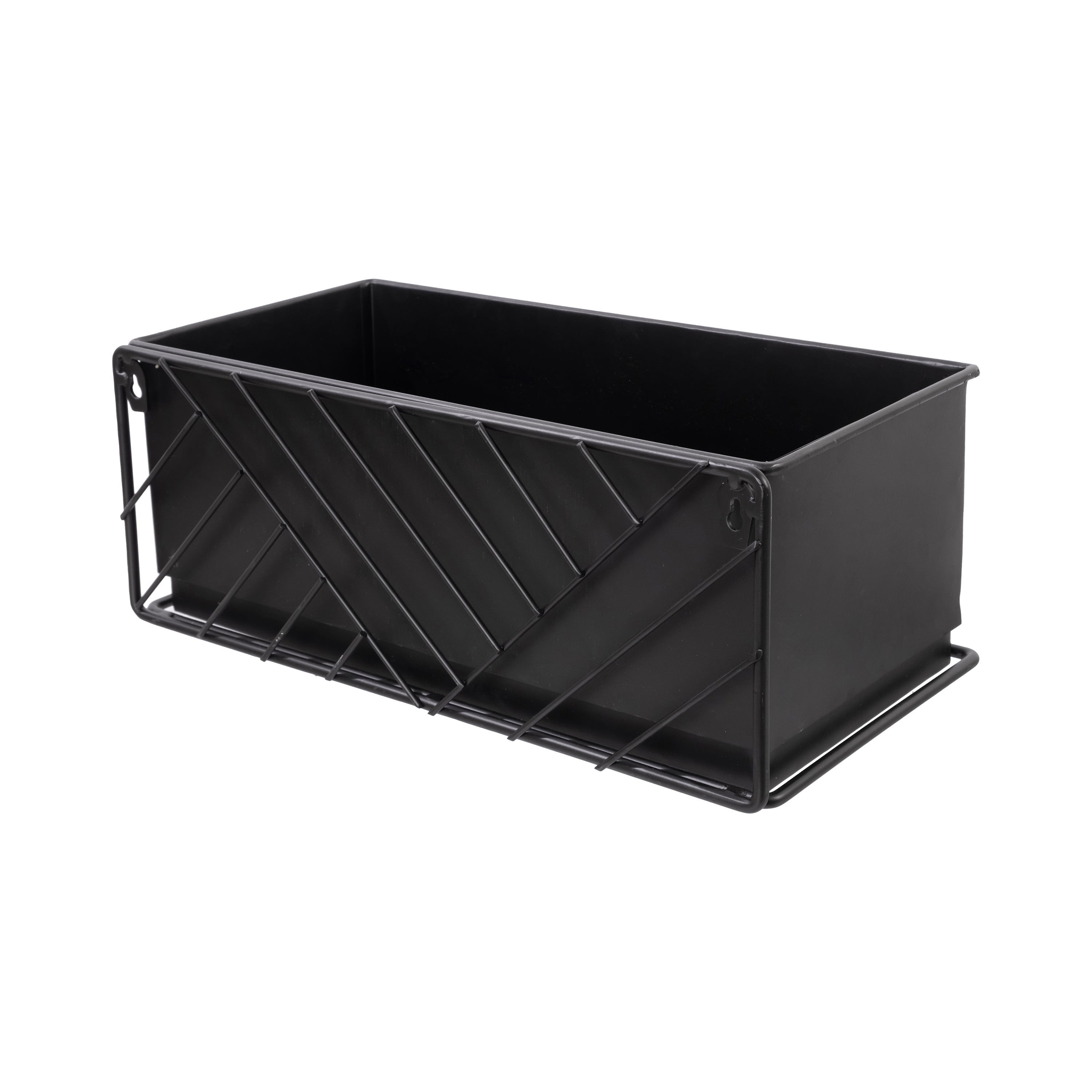Mainstays Black Wall Hanging Planter with Removable Tray, 13.6 in L x 6.8 in W x 10 in H