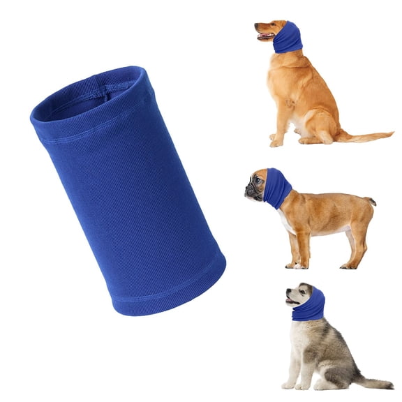 Dog Calming Ear Muffs for Noise Anxiety Relief, Soft Breathable Knitted Head Cover for Fireworks Thunderstorms Travel, Adjustable Neck Warm Snood Cap for Pets