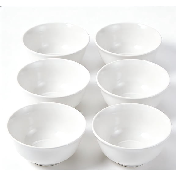 WishDeco Small Bowls Set of 6, Ceramic Dessert Bowls 10 oz, White Fruit Bowl 4.5 inch, Porcelain Bowl for Ice Cream, Candy, Snack, Yogurt, Microwave and Dishwasher Safe