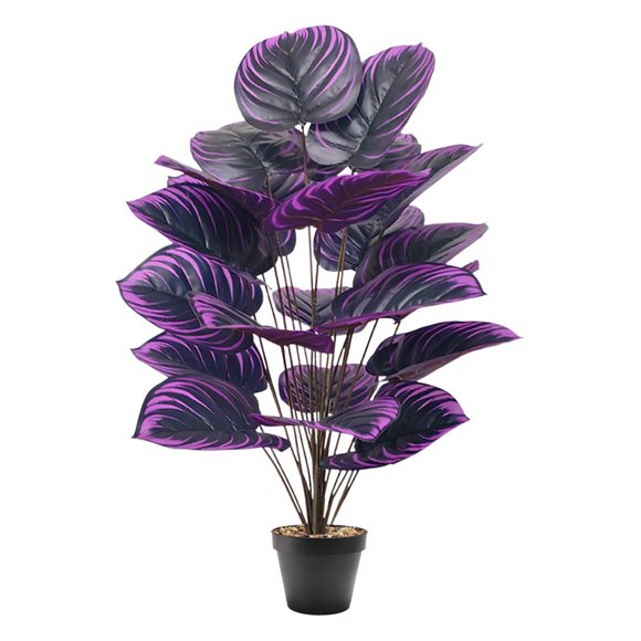 HHBEAUTY Artificial Caladium, 33.4inch PVC Fake Tropical Plants, Faux Greenry Tropical Plants for Home Office House Desk Shelf Living Room Kitchen Decoration
