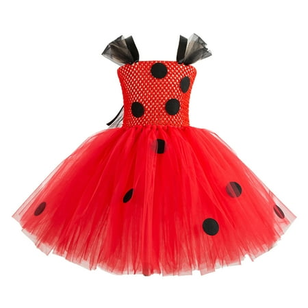 

JAHH Breathable Dresses for Children s Toddler Kids Girls Halloween Cartoon Role Play Fancy Mesh Tulle Princess Dress for Fashion Casual Lightweight Pullovers(6-7 Years Red)