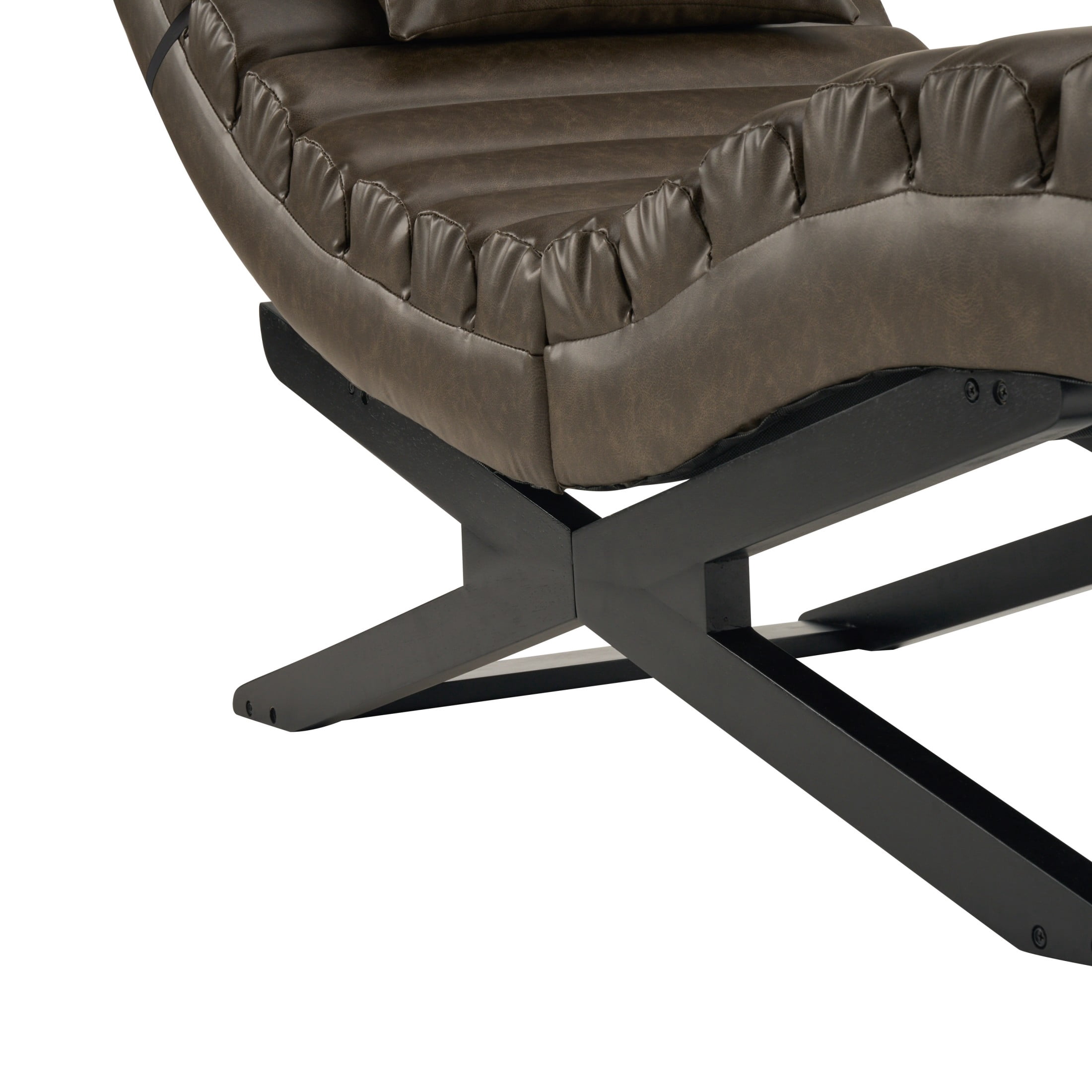 Christopher Knight Home Modern Faux Leather Curved Chaise Lounge with Solid Wood Base, Brown