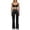 Wide Leg Black, variant on PISONIC Womens Workout Set Two Piece U Back Color Block Sports Bra Matching High Waist Leggings Gym Work Pilates Outfits