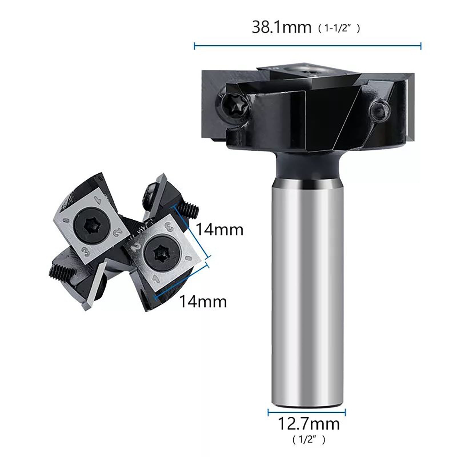 Durable Carbide Surfacing Router Bit 1-1/2" Cutting Diameter, Replaceable Inserts for Smooth Leveling of Wood Material