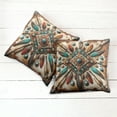 thumbnail image 6 of Ambesonne Rustic Throw Pillow Cover 2 Pack, Southwestern Square Feathers, 18", Turquoise Cocoa and Redbrown, 6 of 7