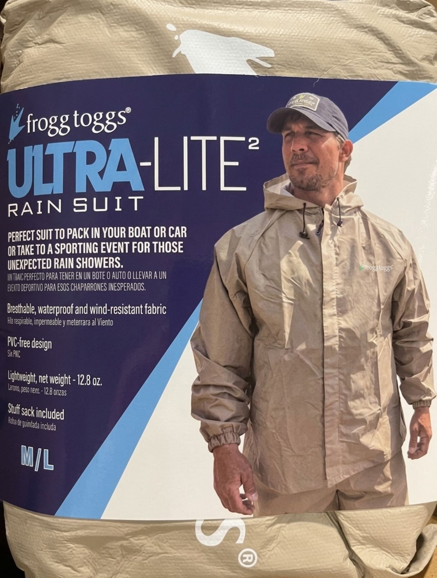 Frogg Toggs Ultra-Lite2 Rain Suit for Men, Lightweight Waterproof Pants and Jacket, Khaki, MD/LG