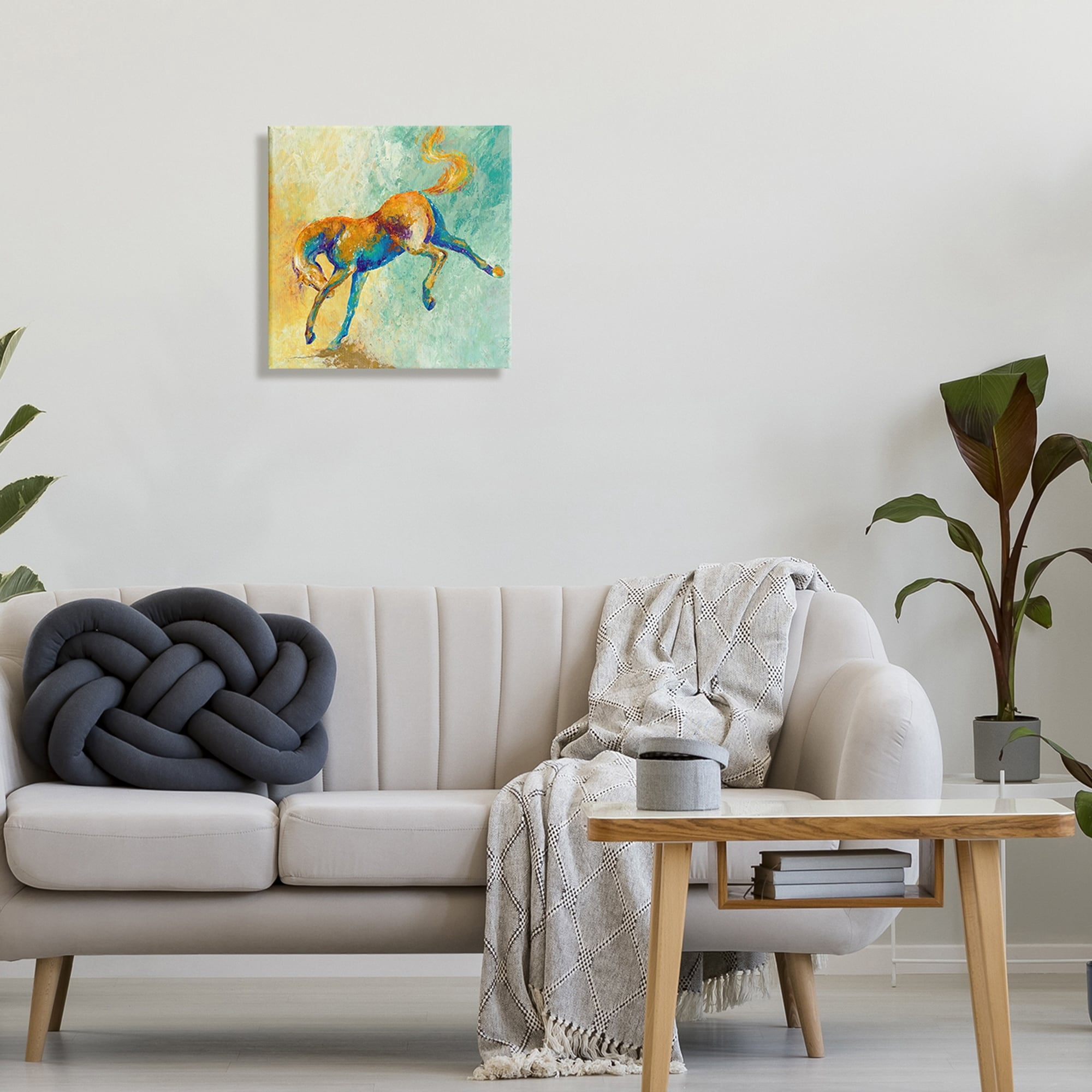 Stupell Industries Vibrant Wild Stallion Horse Jumping Stippled Abstract, 24 x 24, Design by Dina D'Argo