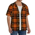 thumbnail image 4 of Haiem Halloween Tartan Plaid Men's Casual Shirts Short Sleeve Button Down Shirts Fashion Textured Summer Beach Shirt-Large, 4 of 7