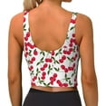 thumbnail image 3 of Haiem Cherry_1 Pattern Womens Sports Bra - U Neck Padded Low Impact Yoga Bra Workout Crop Top Gym Moisture-Wicking Workout Vest -Medium, 3 of 9