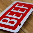 thumbnail image 4 of Jass Graphix Red Beef License Plate Brushed Aluminum ACM Car Tag - Available in Several Colors. Perfect for Cattle Farmers, 4 of 4